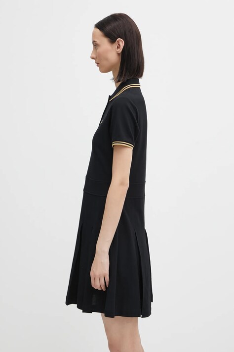 Fred Perry sukienka bawełniana kolor czarny mini rozkloszowana D1177