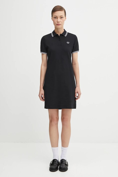 Fred Perry sukienka kolor czarny mini dopasowana D3600