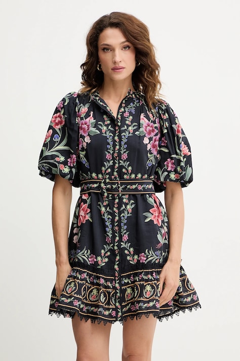 Farm Rio rochie culoarea negru, mini, evazați, 340039