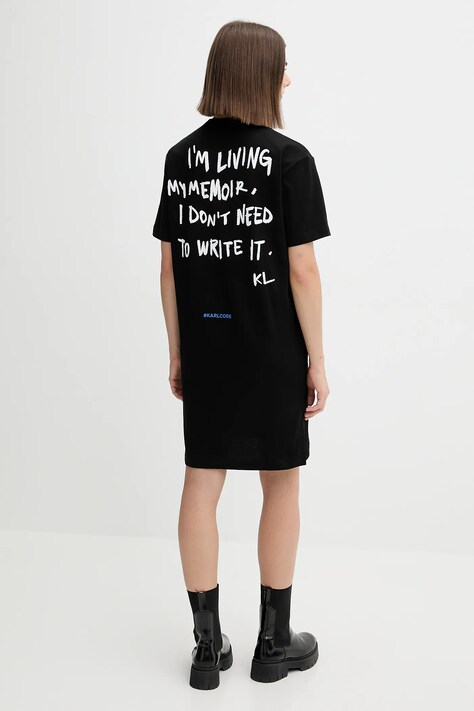 Karl Lagerfeld Jeans sukienka bawełniana kolor czarny mini oversize A4W13054