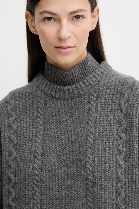 Вовняна сукня G-Star 0 Cable loose knit — AW25-SUD1BF, сірий — фото 4