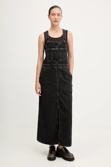 G-Star sukienka jeansowa kolor czarny maxi prosta D27734.E091