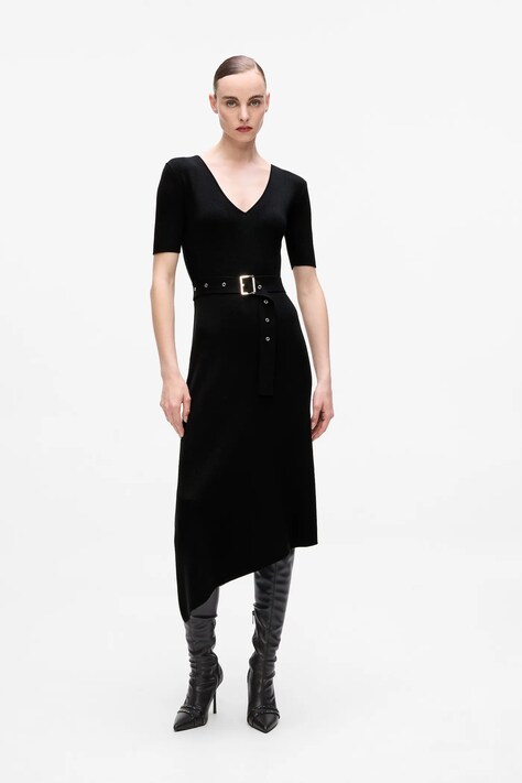 Karl Lagerfeld rochie culoarea negru, midi, mulata, A4W13026