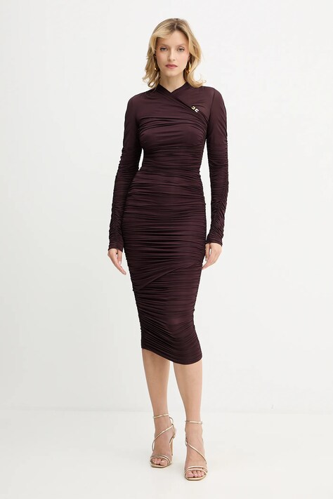 Šaty Elisabetta Franchi fialová barva, maxi, přiléhavé, AB88857E2
