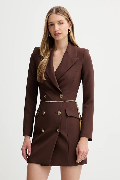 Elisabetta Franchi rochie culoarea maro, mini, drept, AB89657E2