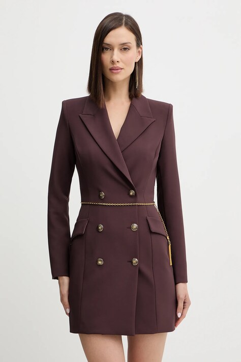 Šaty Elisabetta Franchi bordová farba, mini, rovný strih, AB89657E2