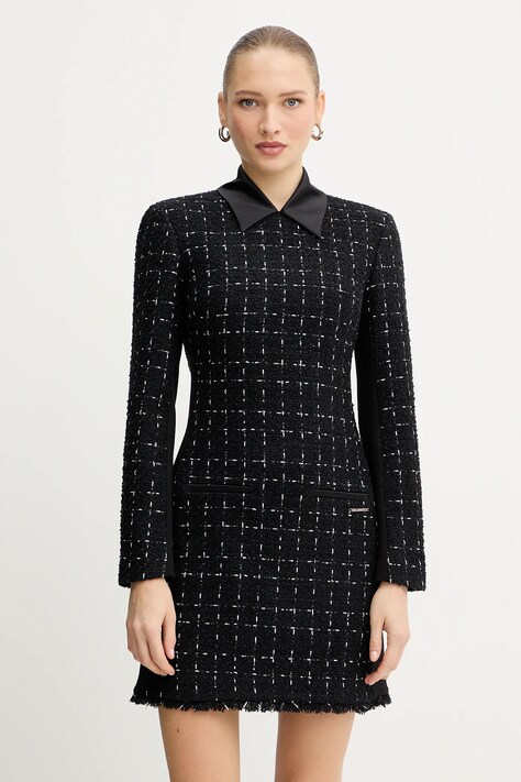 Karl Lagerfeld rochie cu lână culoarea negru, mini, drept, A4W13021