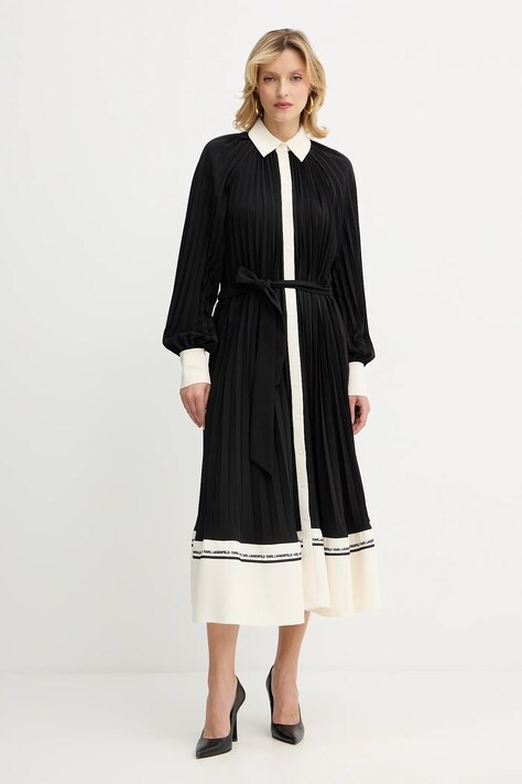 Šaty Karl Lagerfeld černá barva, midi, oversize, A4W13047