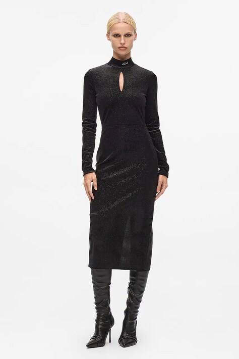 Karl Lagerfeld sukienka kolor czarny midi dopasowana A4W13016