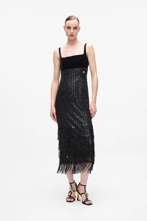 Karl Lagerfeld sukienka kolor czarny midi prosta A4W13043