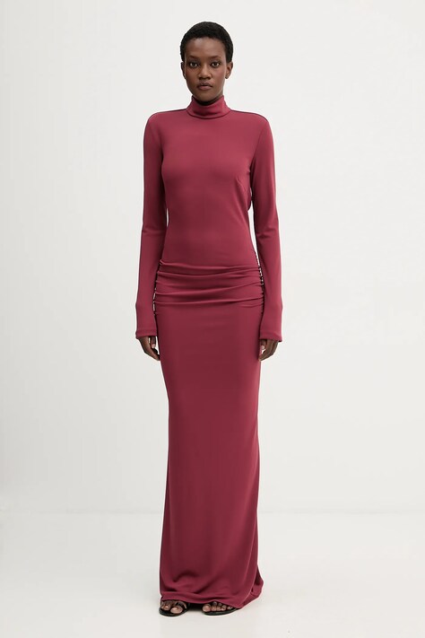 Aniye By rochie culoarea bordo, maxi, mulată, 181296