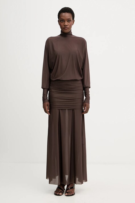 Aniye By rochie culoarea maro, maxi, evazați, 181423