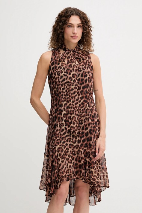 Dkny rochie culoarea maro, mini, evazati, DD5G2M24