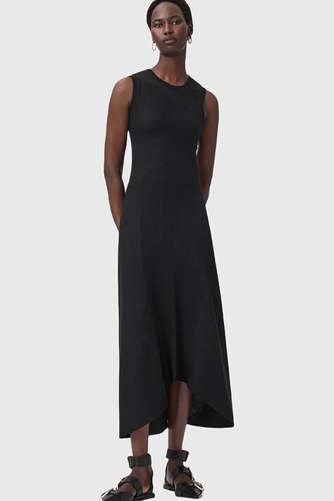 AllSaints sukienka GIA kolor czarny maxi rozkloszowana W073DD