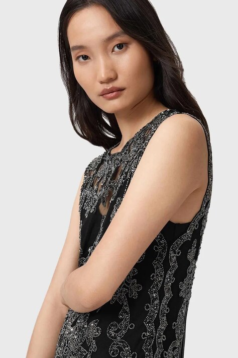 AllSaints sukienka INAYA kolor czarny mini prosta W043DD