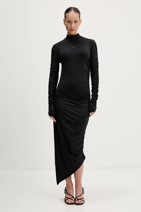 adidas Originals sukienka Ruched kolor czarny maxi dopasowana JW2806