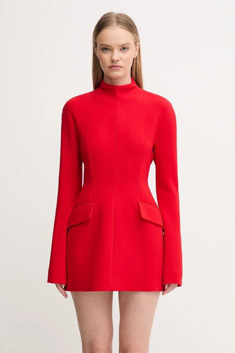 Sportmax sukienka z dodatkiem wełny TEFRITE kolor czerwony mini rozkloszowana 2522226014600