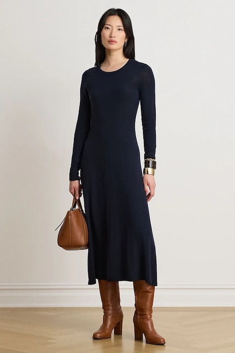 Lauren Ralph Lauren Sukienka bawełniana granatowa w prążki 200979711