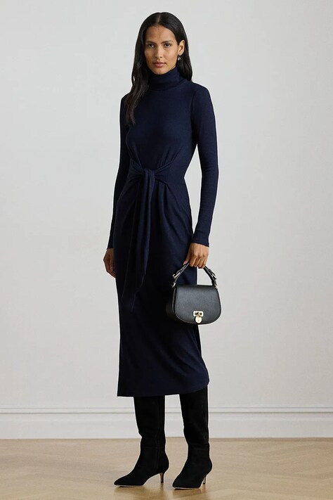 Сукня Lauren Ralph Lauren колір синій midi облягаюча 200980028