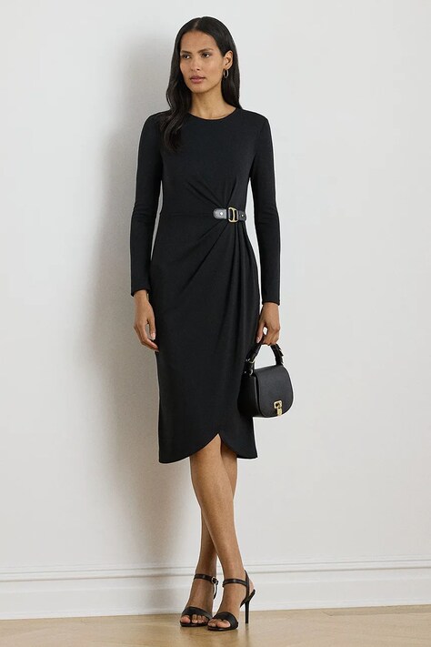 Obleka Lauren Ralph Lauren črna barva, 200980222