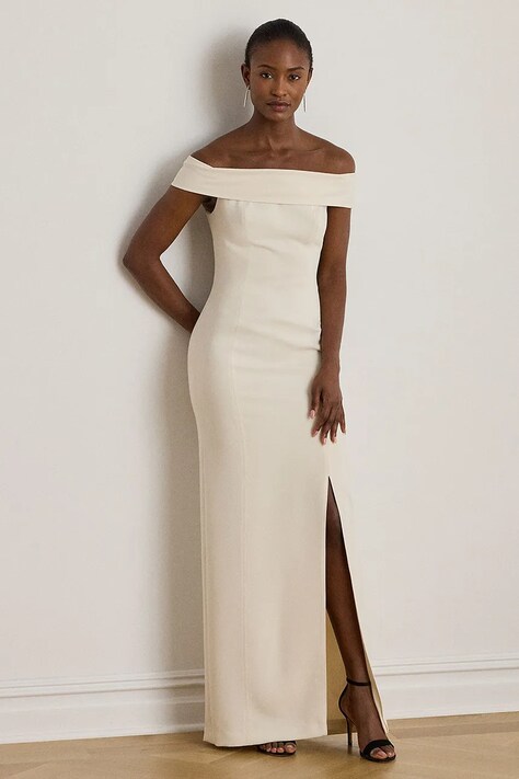 Платье Lauren Ralph Lauren цвет бежевый maxi облегающее 253982109