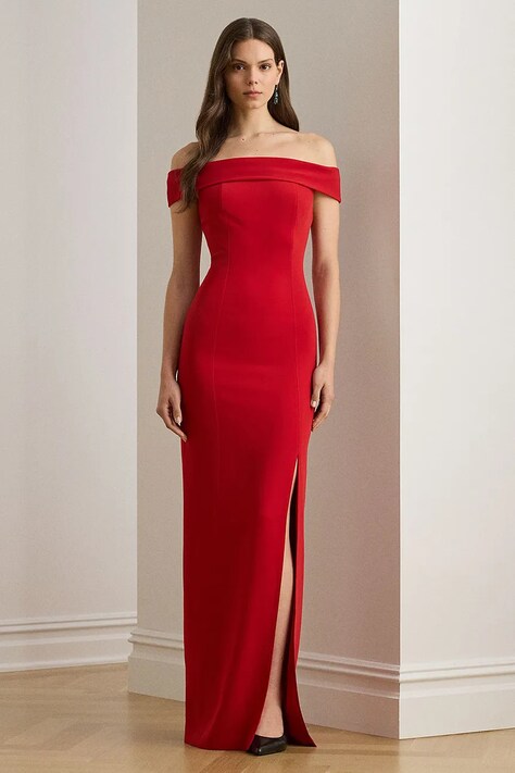 Lauren Ralph Lauren sukienka kolor czerwony maxi dopasowana 253982109
