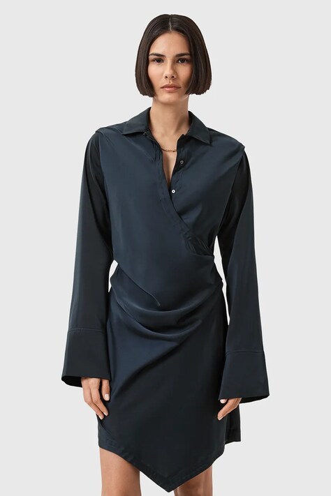 AllSaints sukienka TIRA kolor granatowy mini dopasowana W013DD
