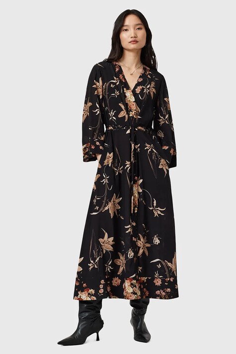 Obleka AllSaints DIANA črna barva, W020DD