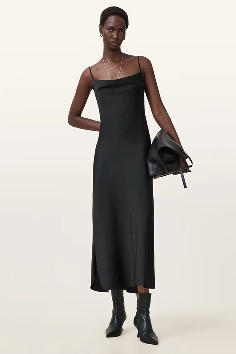 AllSaints sukienka HADLEY kolor czarny midi dopasowana W033DZ