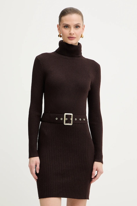 Morgan sukienka z domieszką wełny kolor brązowy mini dopasowana RMCAFE