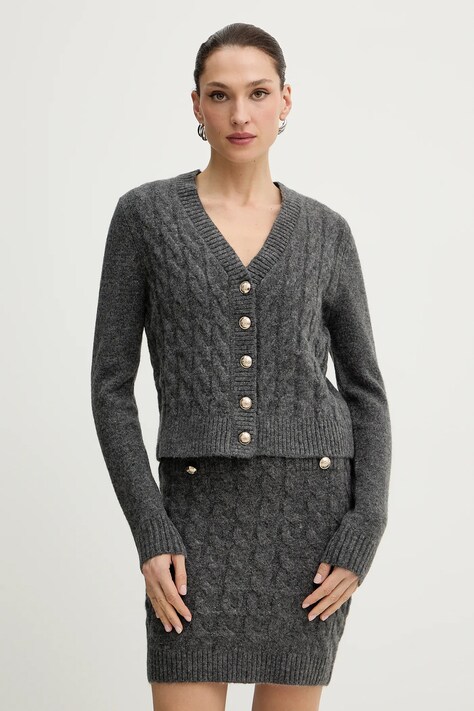 Morgan sukienka z domieszką wełny kolor szary mini dopasowana RMGREY