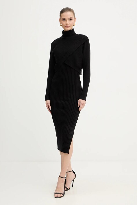 Morgan sukienka i sweter kolor czarny midi dopasowana RMORIA