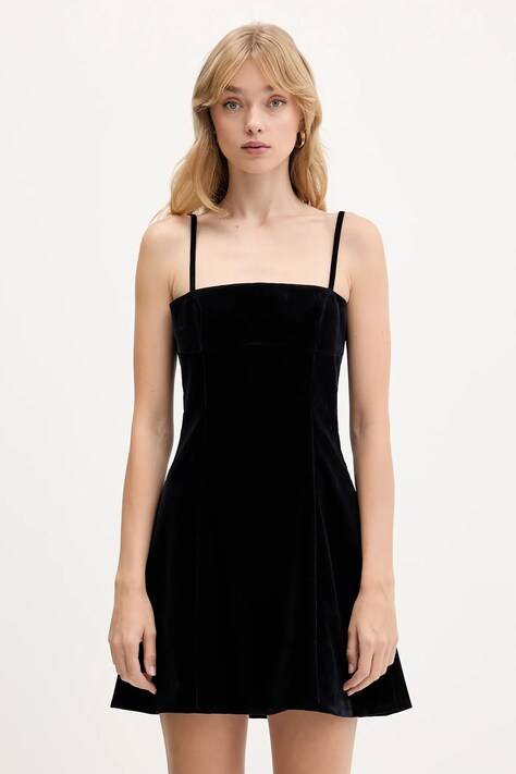 Zamatové šaty Rotate modrá farba, mini, áčkový strih, 1146951192