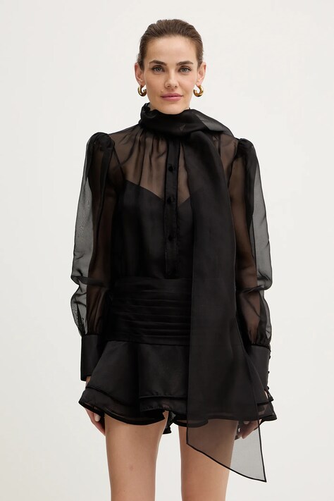 Retrofete sukienka jedwabna Celandine kolor czarny mini rozkloszowana R-FW25-11858-17