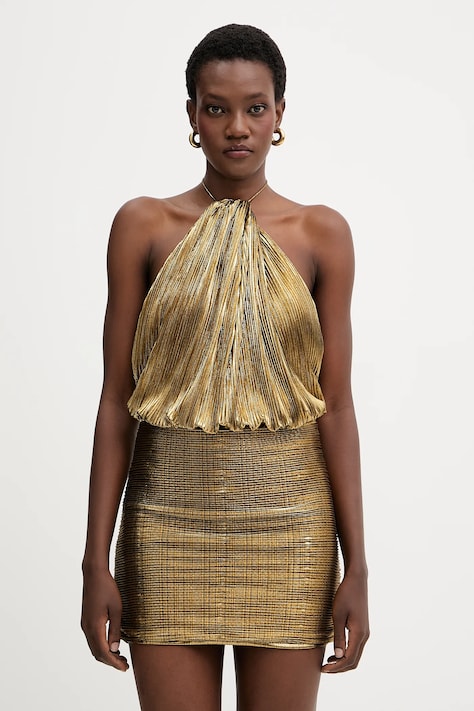 Retrofete rochie Lavinia culoarea auriu, mini, mulată, R-FW25-11899-17