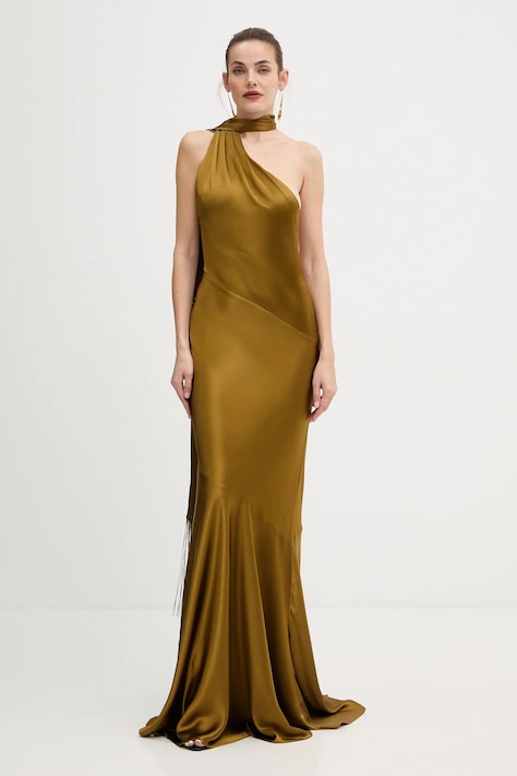 Retrofete rochie Kelsa culoarea verde, maxi, mulată, R-FW25-11950-17