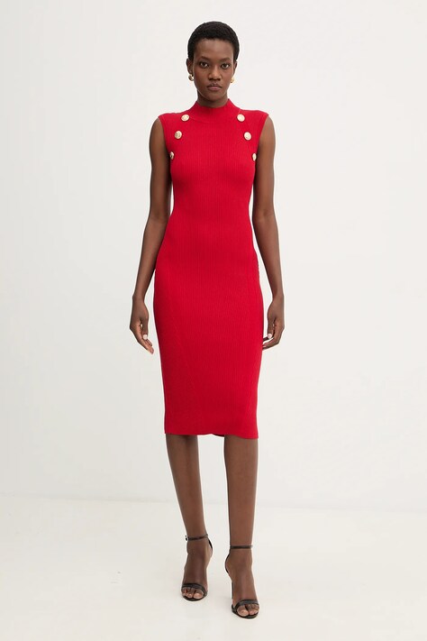 Retrofete sukienka Nunzia kolor czerwony midi dopasowana R-FW25-12085-17