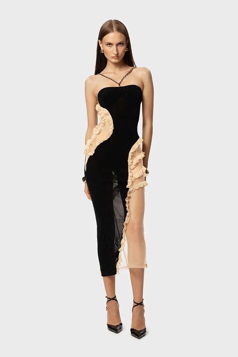 GOD SAVE QUEENS sukienka I'M HERE DRESS kolor czarny midi dopasowana GSQ-167-310