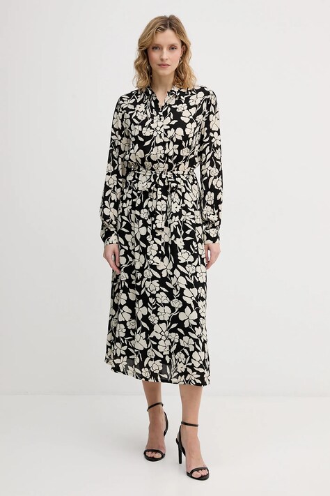 United Colors of Benetton rochie culoarea bej, midi, evazati, 40IGDV0C1