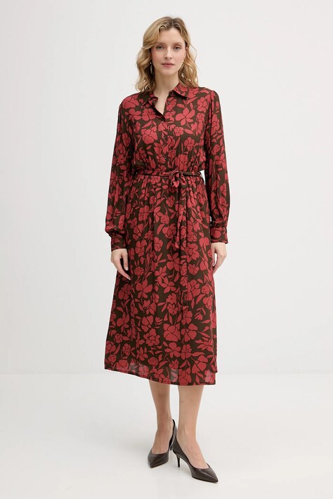 United Colors of Benetton sukienka kolor czerwony midi rozkloszowana 40IGDV0C1