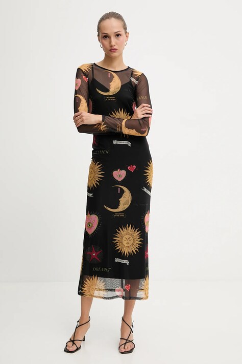 Never Fully Dressed sukienka kolor czarny maxi dopasowana NFDDR1801