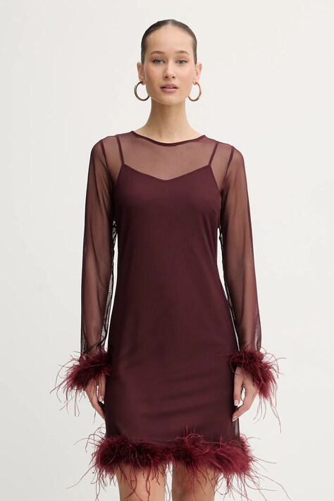 Never Fully Dressed sukienka kolor bordowy mini prosta NFDDR3071