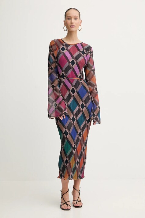 Never Fully Dressed sukienka kolor brązowy midi prosta NFDDR3029