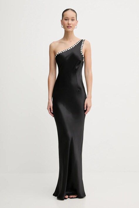 Never Fully Dressed sukienka wiskozowa kolor czarny maxi prosta NFDDR3035