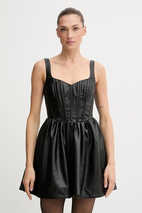 Bardot sukienka kolor czarny mini rozkloszowana 60114DB
