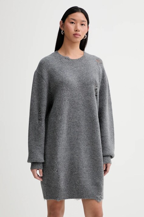 Φόρεμα με προσθήκη μαλλιού IRO WM33TONINA χρώμα: γκρι, TONINA