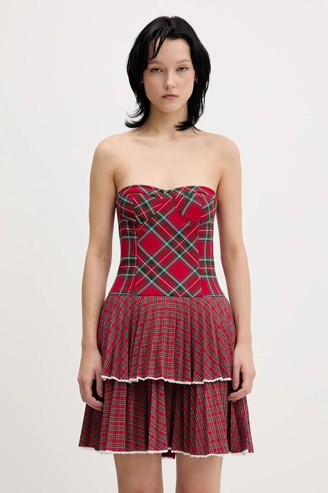 Tommy Jeans sukienka kolor czerwony mini rozkloszowana DW0DW22487