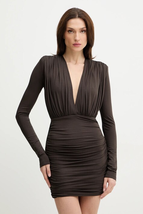 La Mania sukienka JESSE kolor brązowy mini dopasowana JESSE