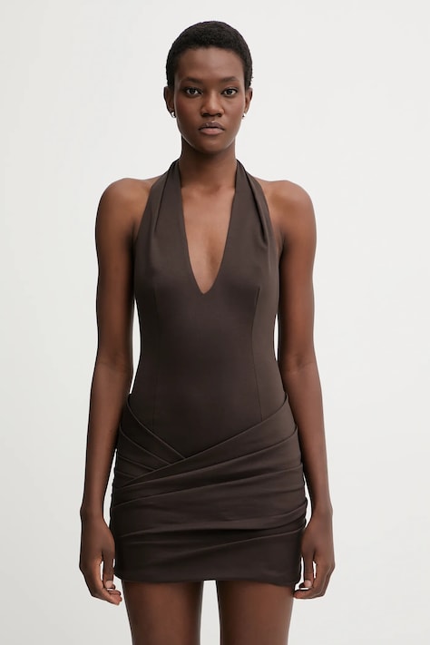 La Mania sukienka BLANCA kolor brązowy mini dopasowana BLANCA