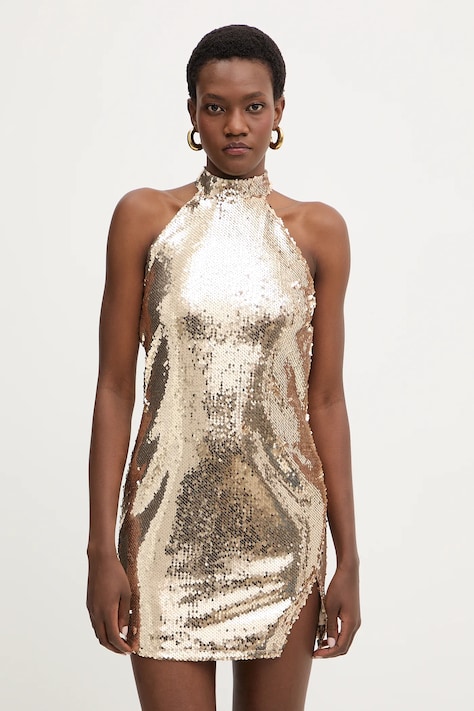 Haveone sukienka kolor złoty mini dopasowana AGE-P076